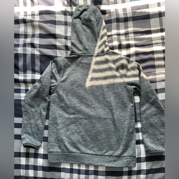 Youth Under Armour Coldgear Hoodie Pitch Gray/Green citrine Size M EUC - Picture 6 of 7